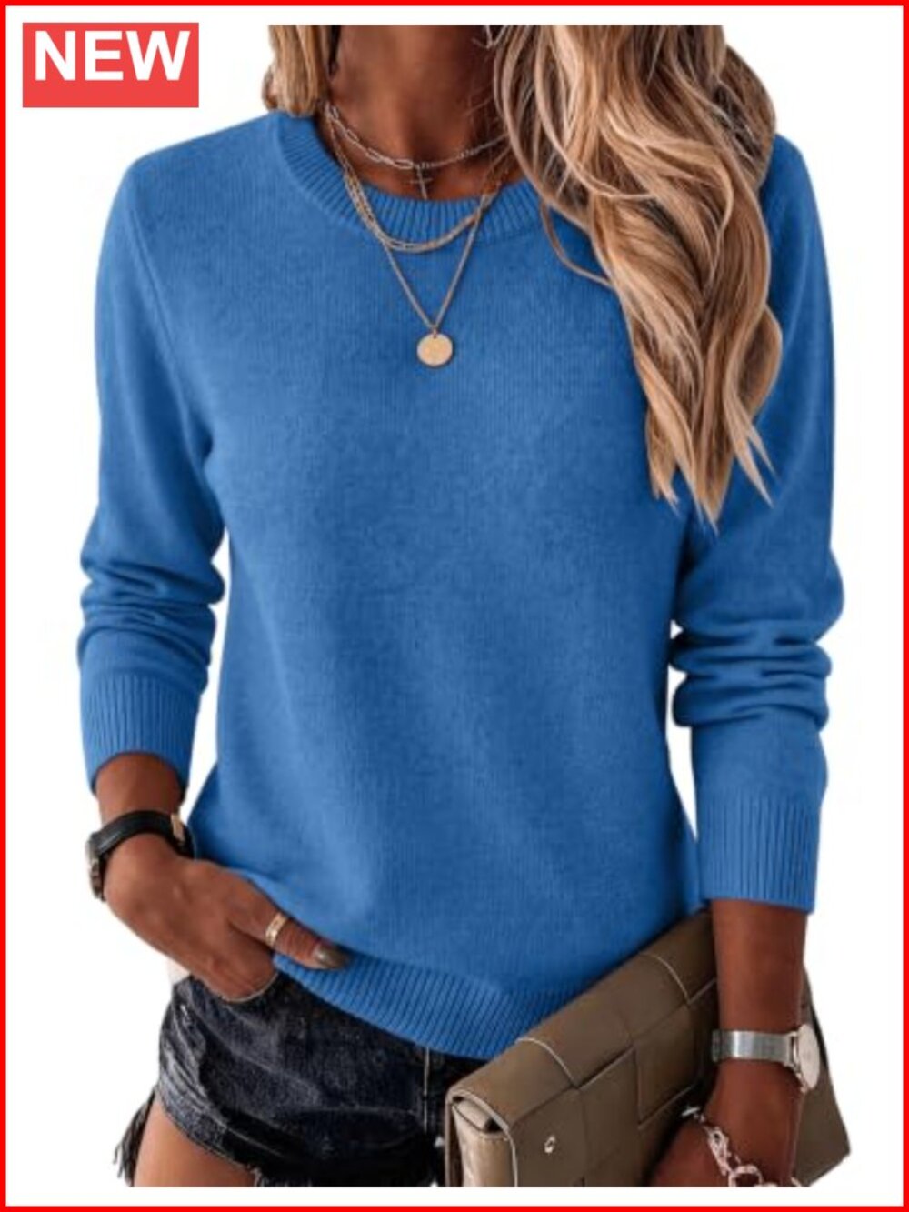 Wool Blend Crewneck Long Sleeve Pullover Sweater Women's
